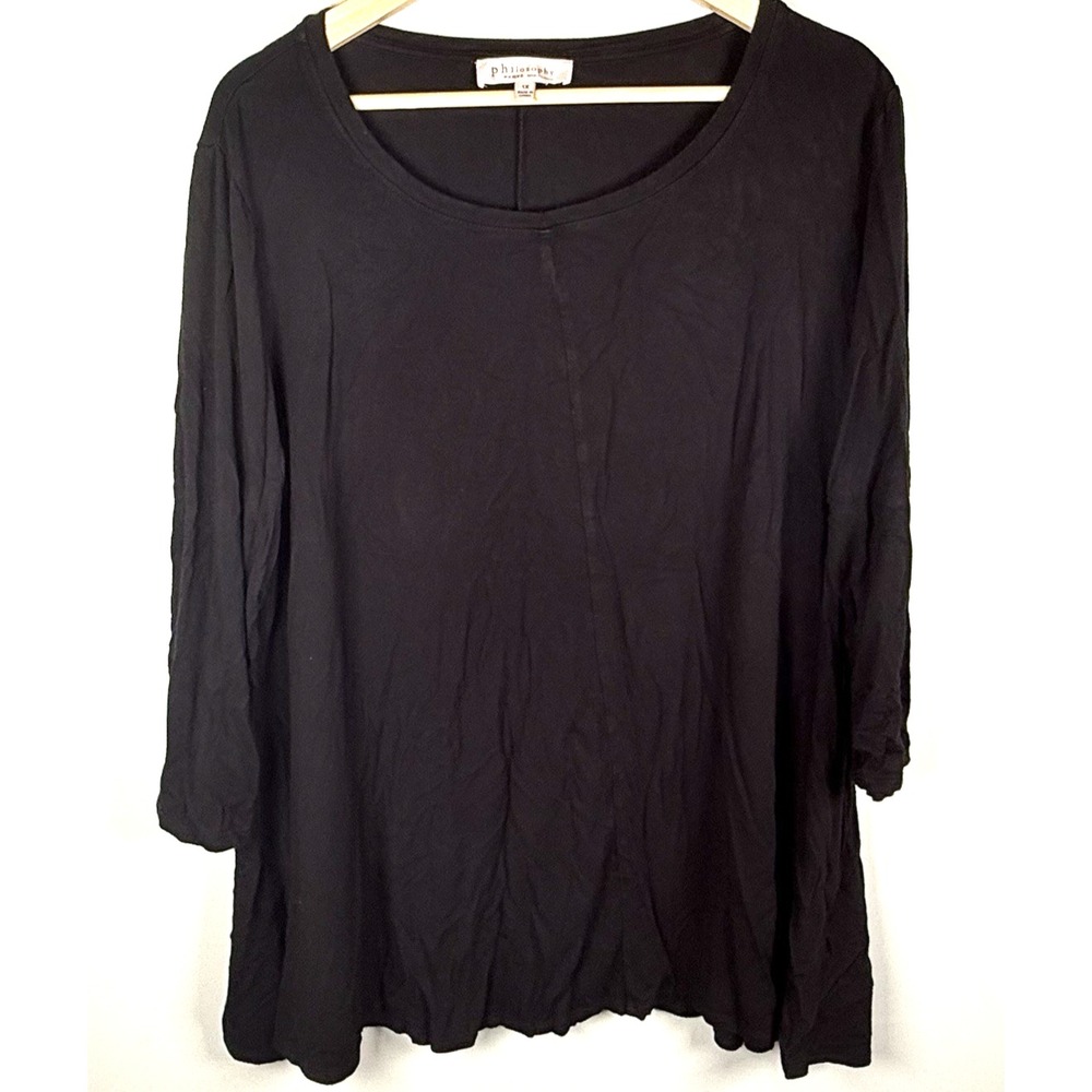 Philosophy Women Tunic Top Sz 1X Black Long Sleeve Base Capsule Long Sleeve Top